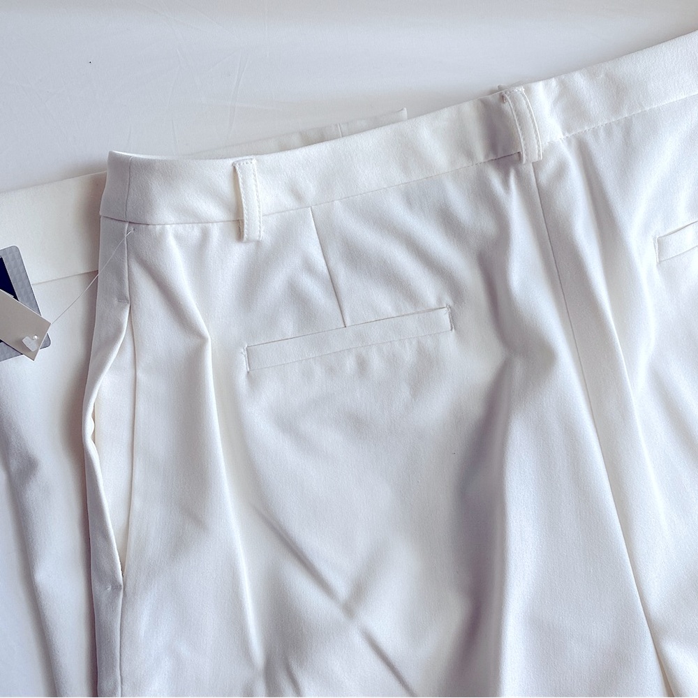 AMANDA SMITH IVORY CUFFED STRAIGHT LEG PANTS CAREER NEUTRAL MINIMALIST 12 - Picture 7 of 8
